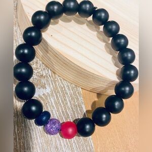 LGBTQ+ Bi Pride black Matt beads glass beads gift rainbow